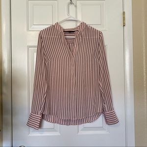 White House Black Market Pink, Black, and White button down blouse